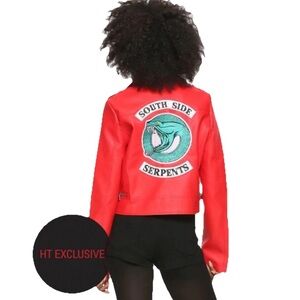 Hot Topic Exclusive Red Riverdale Southside Serpents Faux Leather Jacket Size M